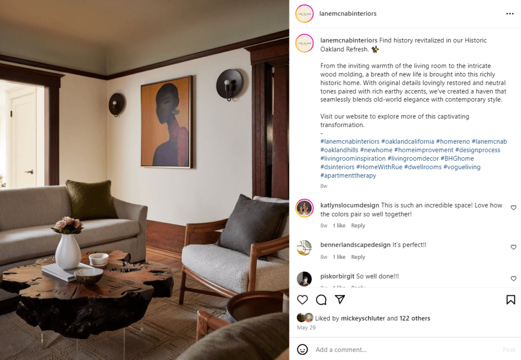 Lane McNab Interiors Instagram